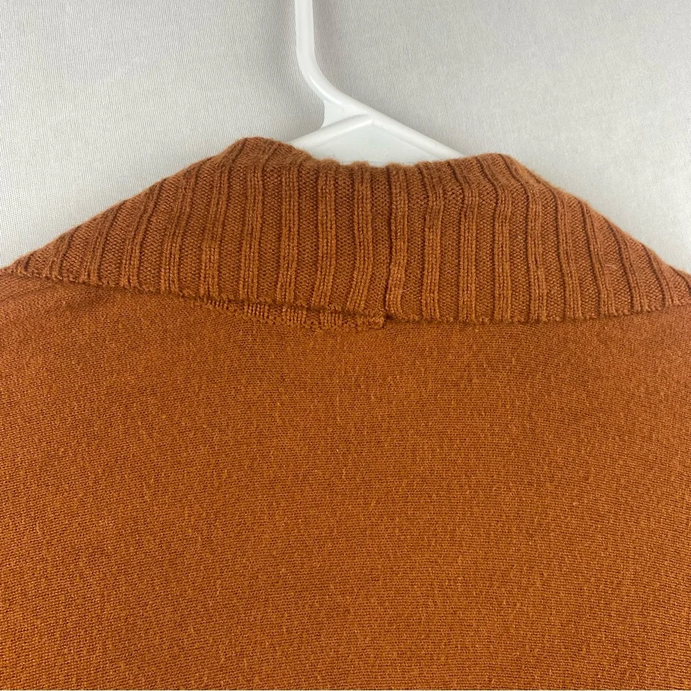 Jones New York Rust Orange Wide Ribbed Trim Open Front Duster Cardigan Women XL